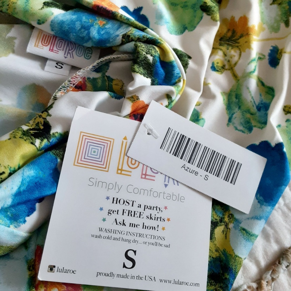 💲SOLD💲LuLaRoe Azure Ivory Blue Floral Skirt - Picture 5 of 5